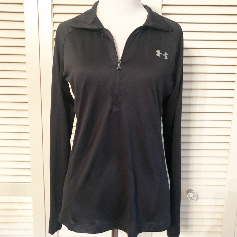 Under Armour Black Loose Fit Heat Gear Quarter Zip Size Medium